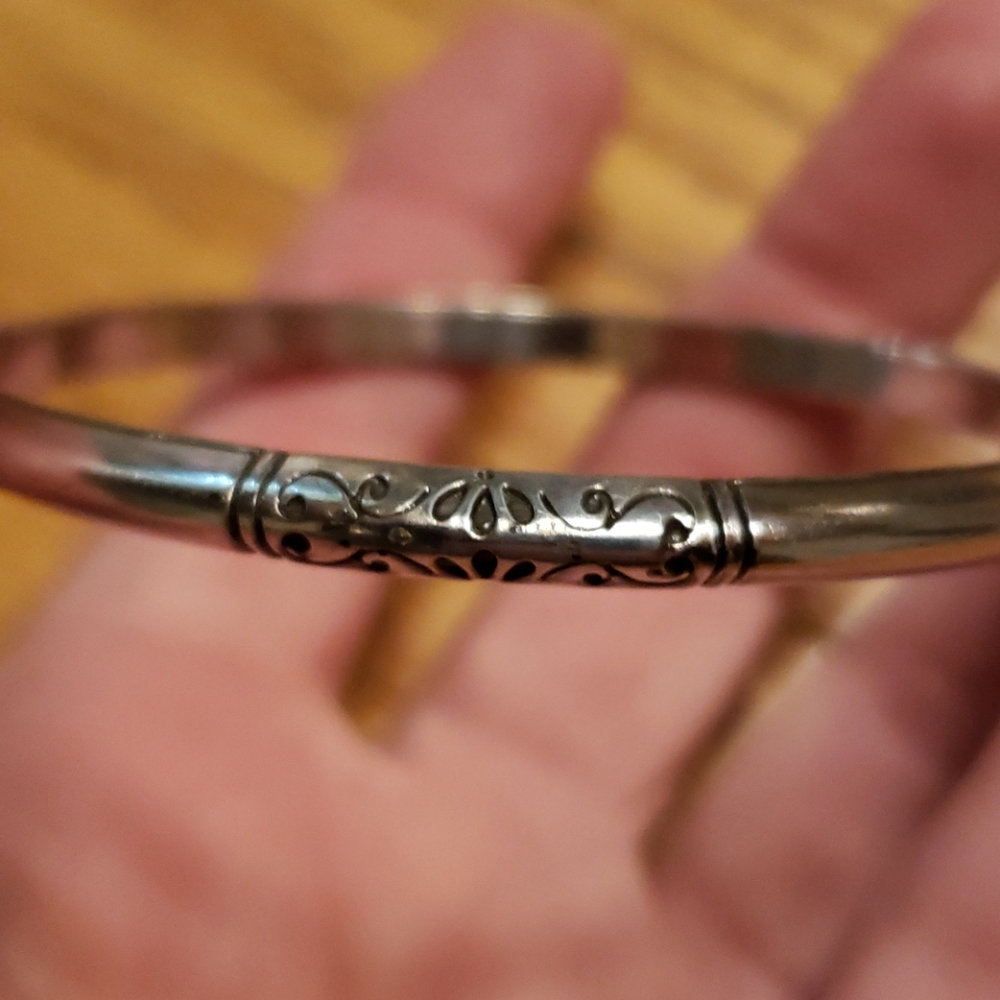 Brighton Silver Bangle with Filigree